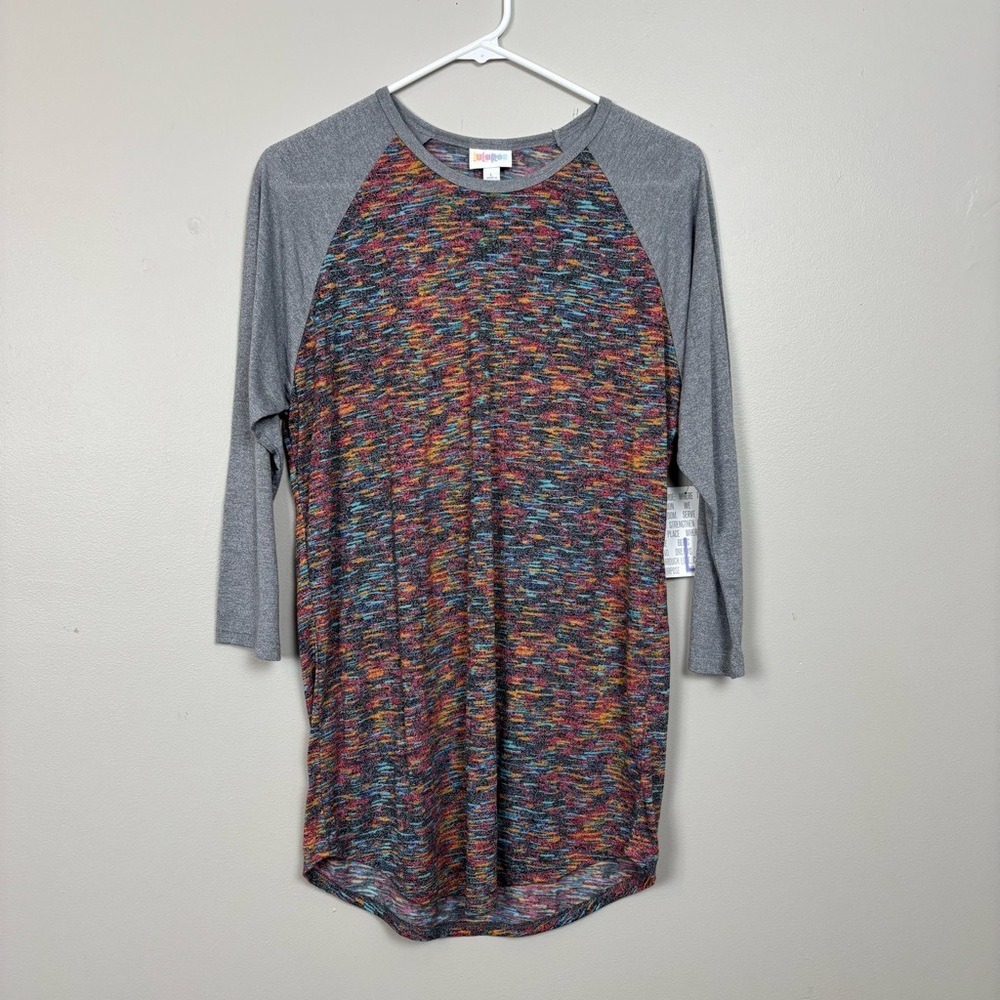 LuLaRoe Top Womens Lg Gray‎ Multi Color Randy Abstract Pull Over